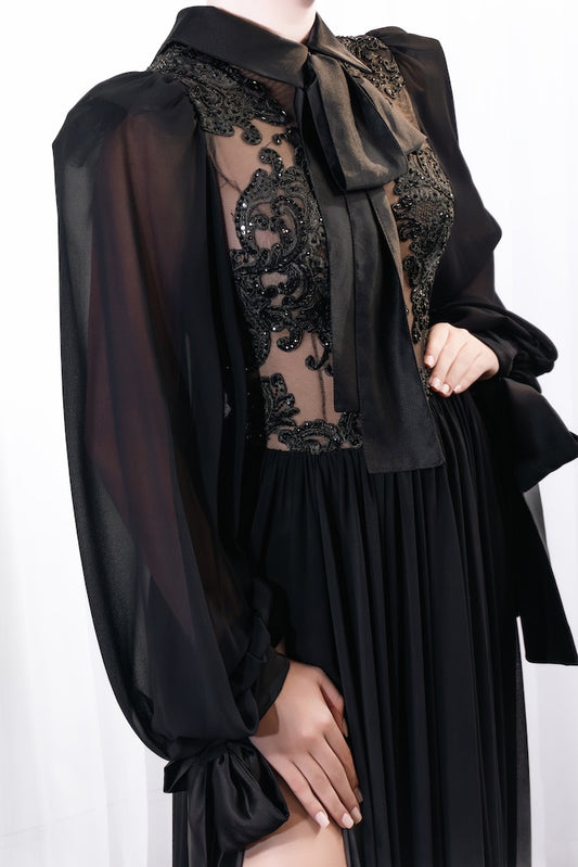 Vestido negro mangas