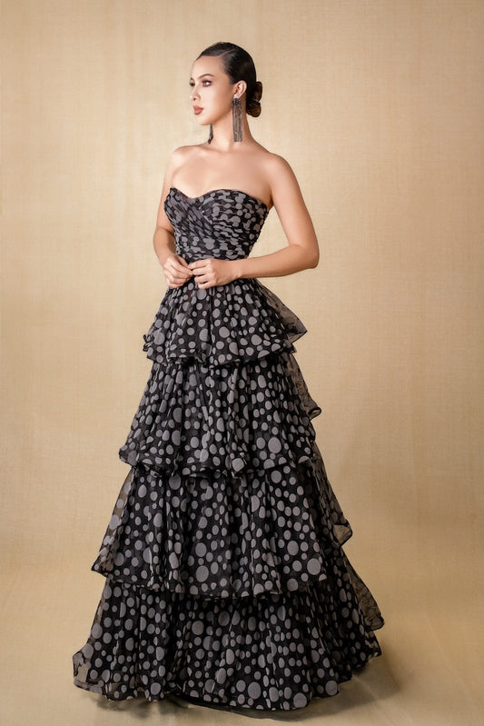 Vestido negro estampado