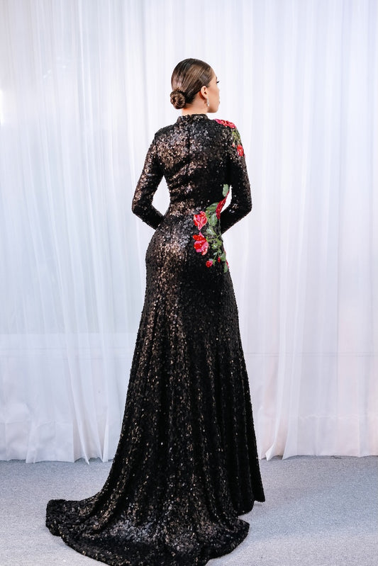 Vestido negro flores